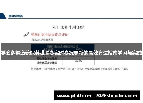 学会多渠道获取英超联赛实时赛况更新的高效方法指南学习与实践 学会多渠道获取英超联赛实时赛况更新的高效方法指南学习与实践